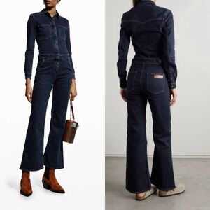 Rivet Utility Rulebreaker Stretchy Flare Denim Jumpsuit Sz S